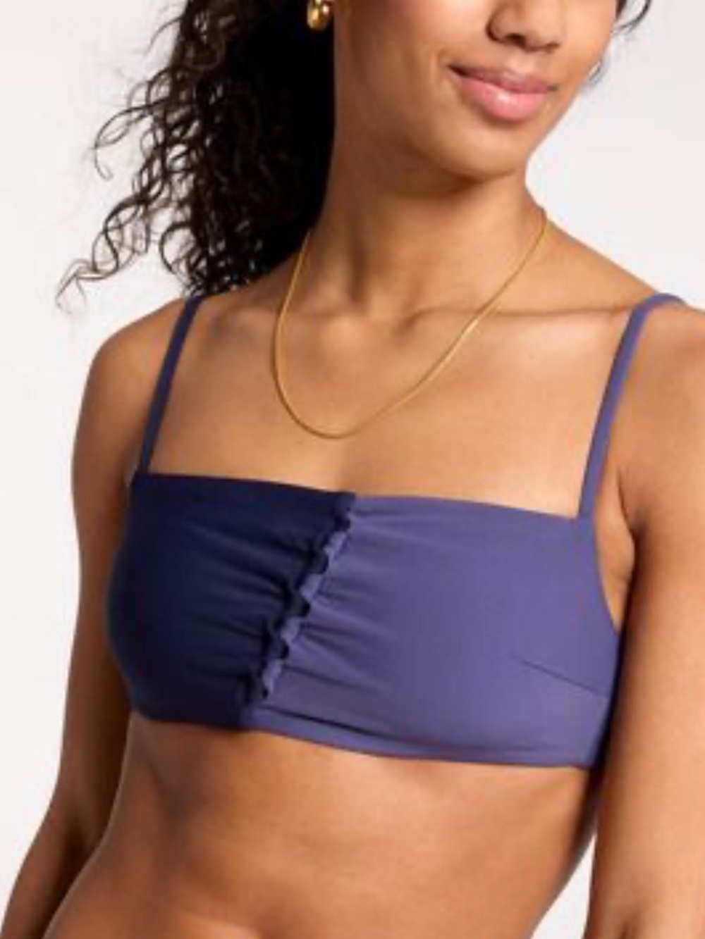 CALIA Women's Swim Looped Front Bikini Top, Size M - Storm Haze